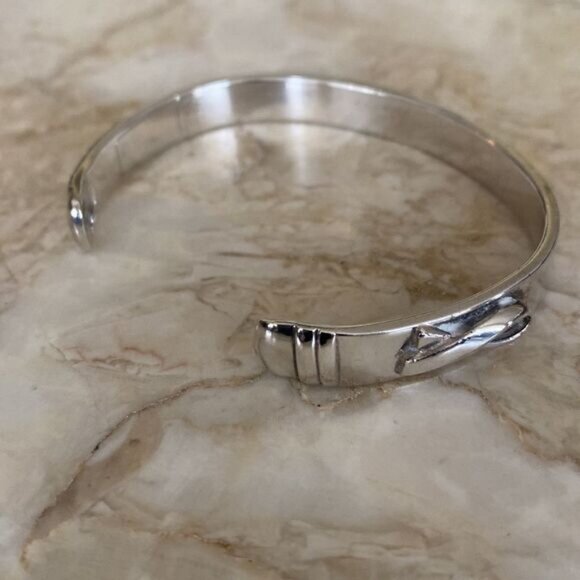 Breast Cancer “Until There Is A Cure” Silver Cuff Bracelet Unisex - Picture 2 of 9